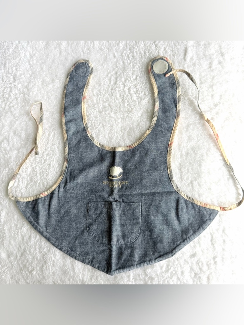 Burberry Baby Bib Infant Girl Boy Unisex  6m Nova Check Beige